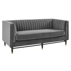 Modway Furniture Devote Gray Velvet Loveseat