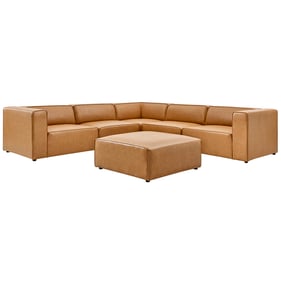 Modway Furniture Mingle Tan 6pc Sectional with Ottoman