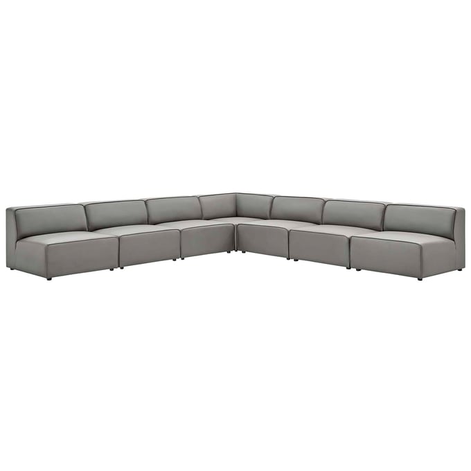 Modway Furniture Mingle Gray Leather 7pc Armless Sectional EEI-4797-GRY