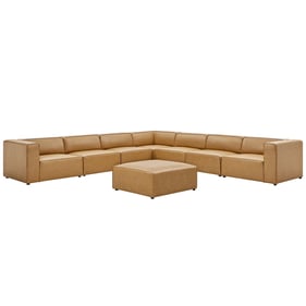 Modway Furniture Mingle Tan Leather 8pc Sectional with Ottoman