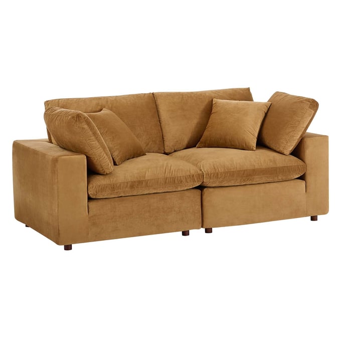 Modway Furniture Commix Cognac Velvet Loveseat EEI-4816-COG