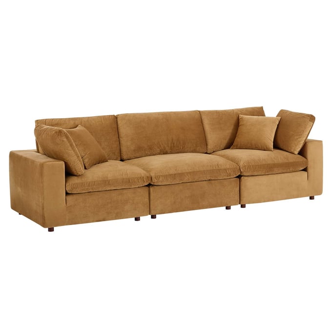 Modway Furniture Commix Cognac Velvet 3 Seater Sofa EEI-4817-COG