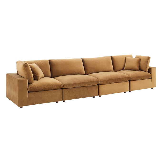 Modway Furniture Commix Cognac Velvet 4 Seater Sofa EEI-4819-COG