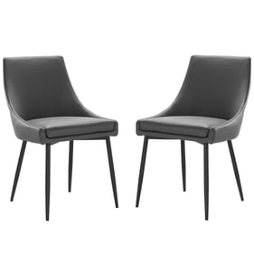 2 Modway Furniture Viscount Black Gray Leather Dining Chairs