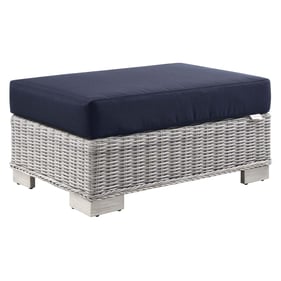 Modway Furniture Conway Light Gray Navy Fabric Outdoor Patio Ottoman