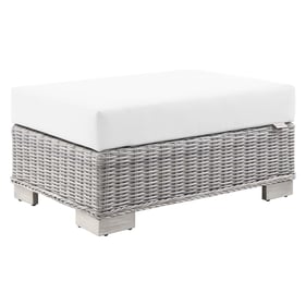 Modway Furniture Conway Light Gray White Fabric Outdoor Patio Ottoman