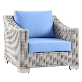 Modway Furniture Conway Light Gray Blue Fabric Outdoor Patio Armchair