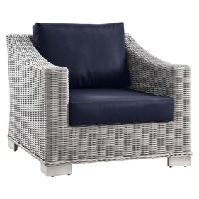 Modway Furniture Conway Light Gray Navy Fabric Outdoor Patio Armchair