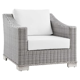 Modway Furniture Conway Light Gray White Fabric Outdoor Patio Armchair