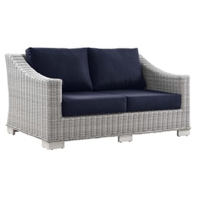 Modway Furniture Conway Light Gray Navy Fabric Outdoor Patio Loveseat