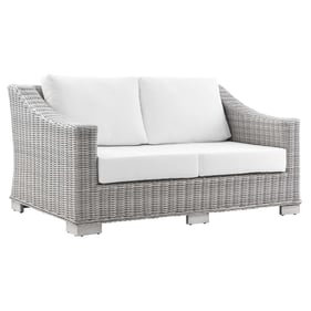 Modway Furniture Conway Light Gray White Fabric Outdoor Patio Loveseat