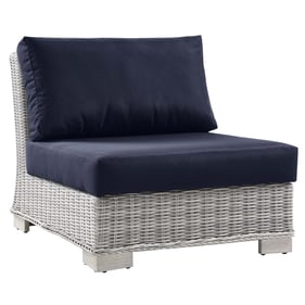 Modway Furniture Conway Light Gray Navy Fabric Outdoor Patio Armless Chair