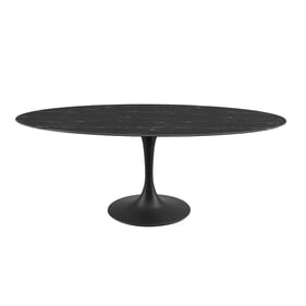 Modway Furniture Lippa Black Marble 78 Inch Oval Dining Table