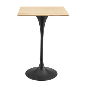 Modway Furniture Lippa Black Natural 28 Inch Square Bar Table