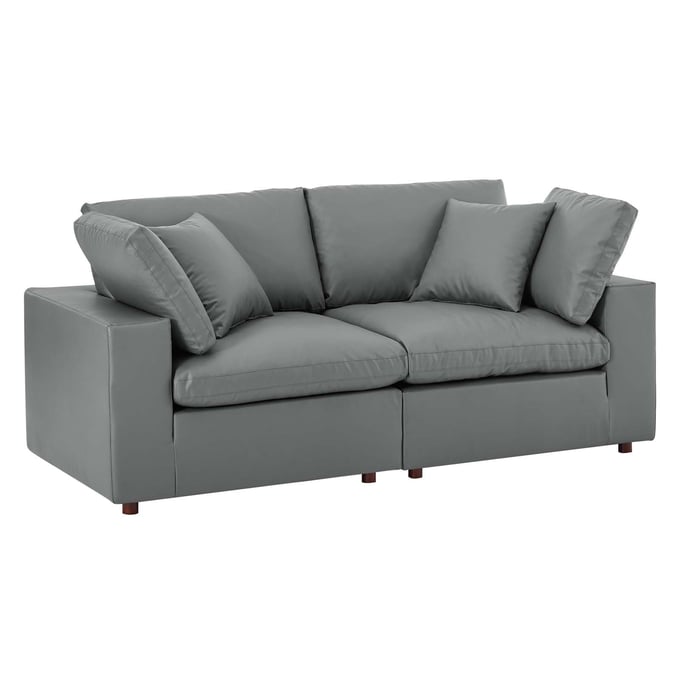 Modway Furniture Commix Gray Leather Loveseat EEI-4913-GRY