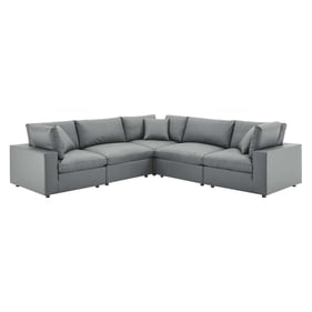 Modway Furniture Commix Gray Leather 5pc Sectional