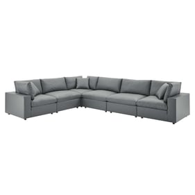 Modway Furniture Commix Gray Leather 6pc Sectional