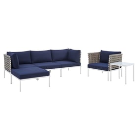 Modway Furniture Harmony Tan Navy 6pc Outdoor Patio Seating Set