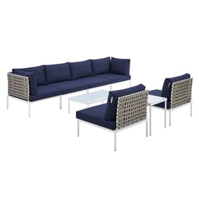 Modway Furniture Harmony Tan Navy 8pc Outdoor Patio Sectional Sofa Set