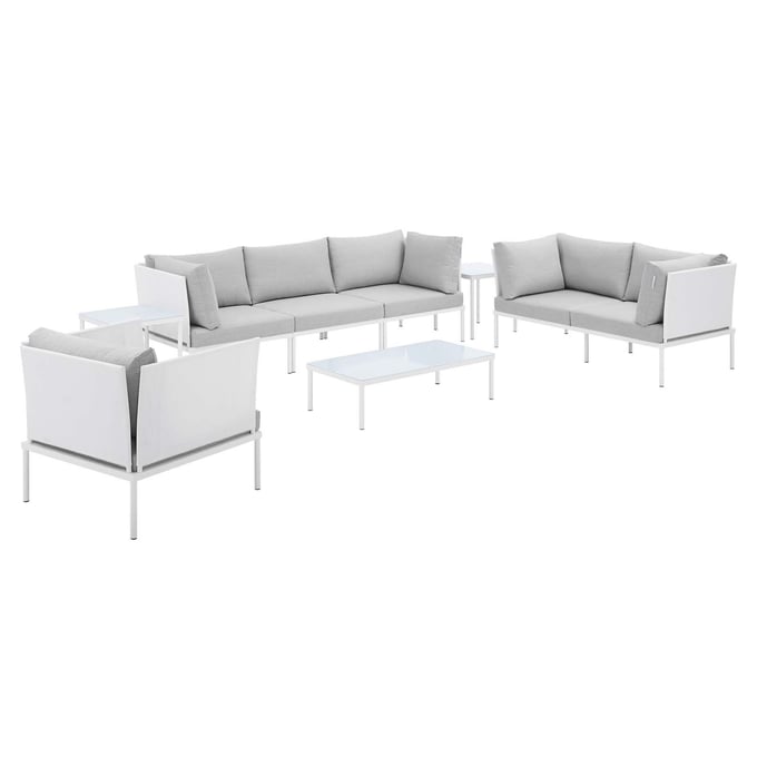 Modway Furniture Harmony White Gray 8pc Outdoor Patio Seating Set EEI-4948-WHI-GRY-SET