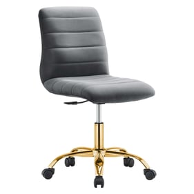 Modway Furniture Ripple Gold Gray Velvet Armless Office Chair