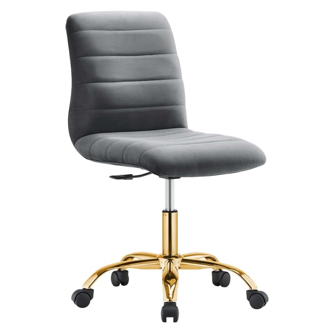 Modway Furniture Ripple Gold Gray Velvet Armless Office Chair EEI-4972-GLD-GRY