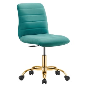 Modway Furniture Ripple Gold Teal Velvet Armless Office Chair