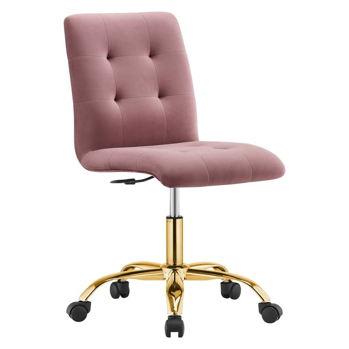 Modway Furniture Prim Gold Dusty Rose Velvet Armless Office Chair EEI-4973-GLD-DUS