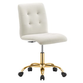 Modway Furniture Prim Gold Ivory Velvet Armless Office Chair