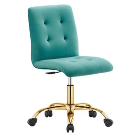 Modway Furniture Prim Gold Teal Velvet Armless Office Chair