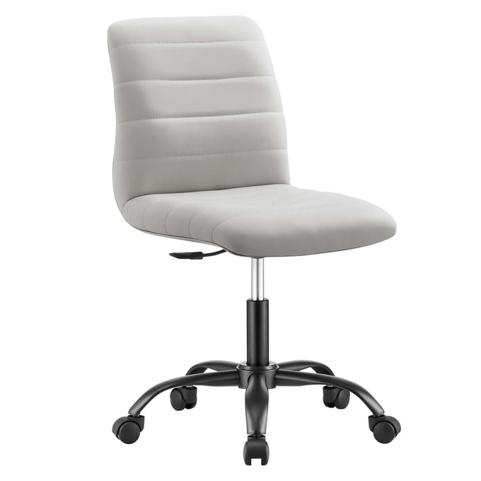 Modway Furniture Ripple Black Light Gray Leather Armless Office Chair EEI-4974-BLK-LGR