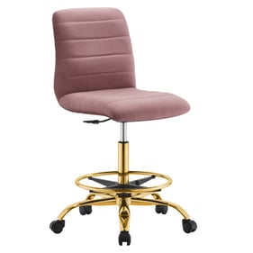 Modway Furniture Ripple Gold Dusty Rose Velvet Armless Chair