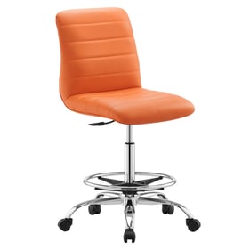 Modway Furniture Ripple Silver Orange Leather Armless Chair