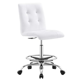 Modway Furniture Prim Silver White Leather Armless Chair