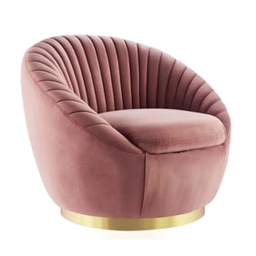 Modway Furniture Whirr Gold Dusty Rose Swivel Chair