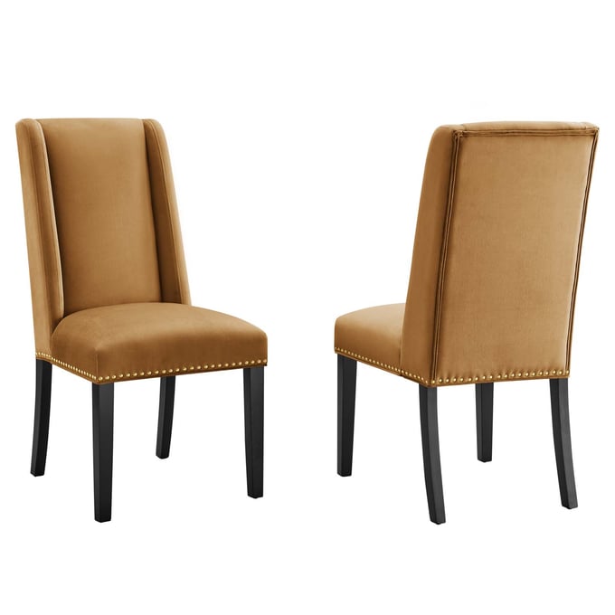 2 Modway Furniture Baron Cognac Velvet Dining Chairs EEI-5012-COG