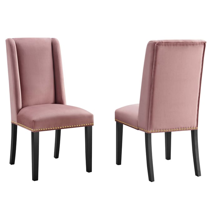 2 Modway Furniture Baron Dusty Rose Velvet Dining Chairs EEI-5012-DUS