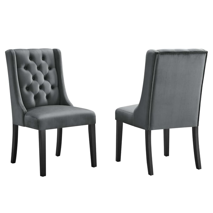 2 Modway Furniture Baronet Gray Velvet Dining Chairs EEI-5013-GRY