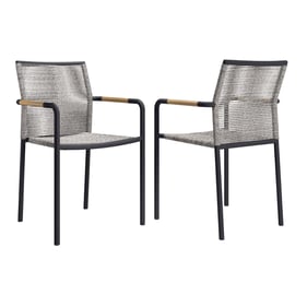 2 Modway Furniture Serenity Light Gray Outdoor Patio Armchairs