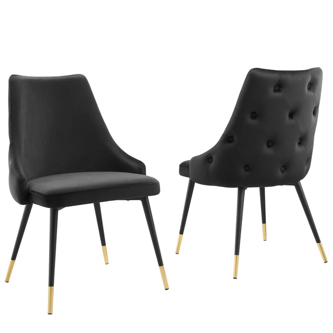 2 Modway Furniture Adorn Black Velvet Dining Side Chairs EEI-5043-BLK