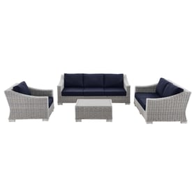 Modway Furniture Conway Light Gray Navy Fabric 4pc Outdoor Patio Set