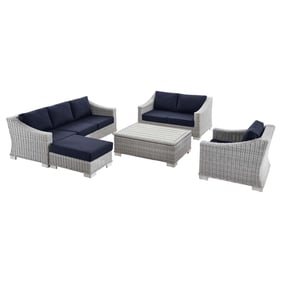 Modway Furniture Conway Light Gray Navy Fabric 5pc Outdoor Patio Set