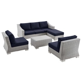 Modway Furniture Conway Light Gray Navy 5pc Fabric Outdoor Patio Set