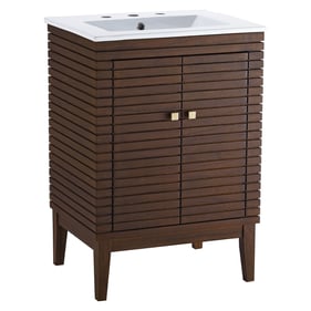 Modway Furniture Ledger Walnut White 24 Inch Bathroom Vanity