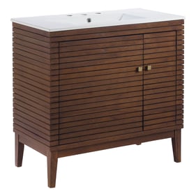 Modway Furniture Ledger Walnut White 36 Inch Bathroom Vanity