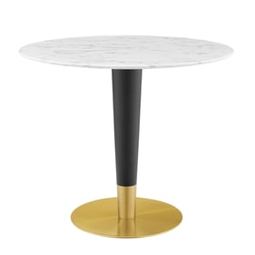 Modway Furniture Zinque Gold White Marble 36 Inch Dining Table