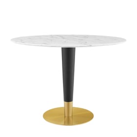 Modway Furniture Zinque Gold White Marble 42 Inch Oval Dining Table