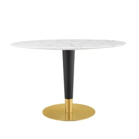 Modway Furniture Zinque Gold White Marble 48 Inch Oval Dining Table