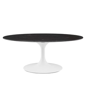 Modway Furniture Lippa White Black Marble 42 Inch Oval Coffee Table