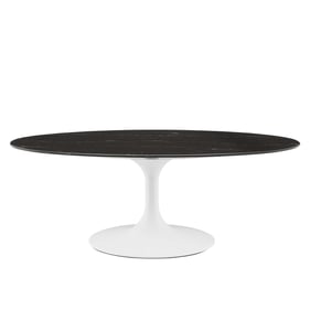 Modway Furniture Lippa White Black Marble 48 Inch Oval Coffee Table